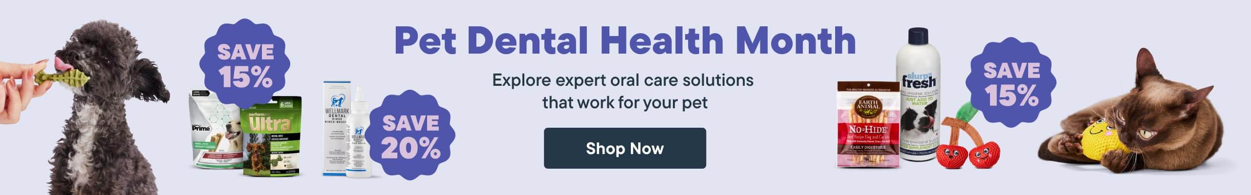 Pet Dental Health Month. Explore expert oral care solutions that work for your pet - Shop Now